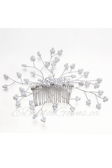 Women's / Flower Girl's Alloy / Imitation Pearl Headpiece-Wedding / Special Occasion Hair Combs / Flowers Clear Round