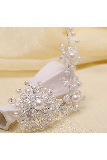 Bride's Flower Shape Pearl Forehead Wedding Headdress Headband 1 PC