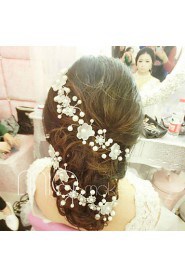 Bride's Flower Shape Pearl Forehead Wedding Headdress 1 PC