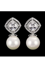 Drop Earrings Women's Cubic Zirconia/Pearl/Alloy Earring