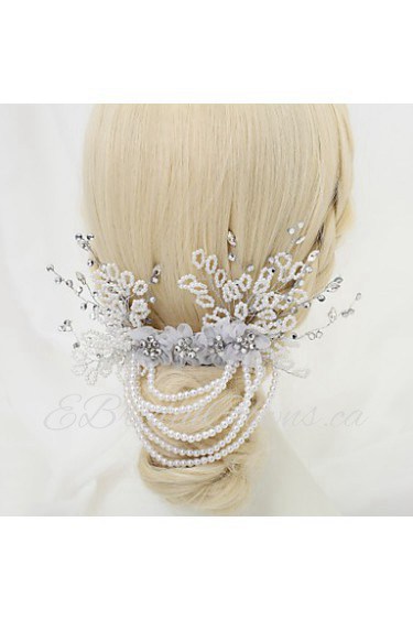 Women's / Flower Girl's Rhinestone / Alloy / Imitation Pearl Headpiece-Wedding / Special Occasion Hair Combs 1 Piece White Round