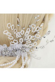 Women's / Flower Girl's Rhinestone / Alloy / Imitation Pearl Headpiece-Wedding / Special Occasion Hair Combs 1 Piece White Round