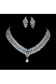 Jewelry Set Women's Wedding / Party Jewelry Sets Alloy / Rhinestone Rhinestone Necklaces / Earrings Silver