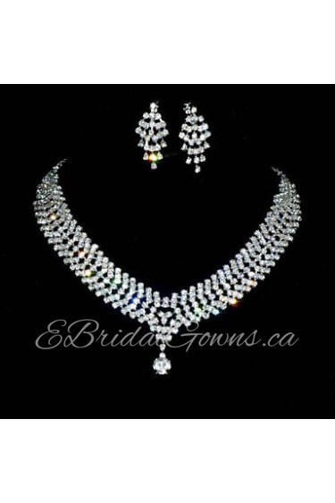 Jewelry Set Women's Wedding / Party Jewelry Sets Alloy / Rhinestone Rhinestone Necklaces / Earrings Silver