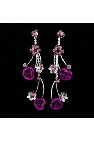 AZircon Gem Rose Flower Shape Necklace & Earrings Jewelry Set