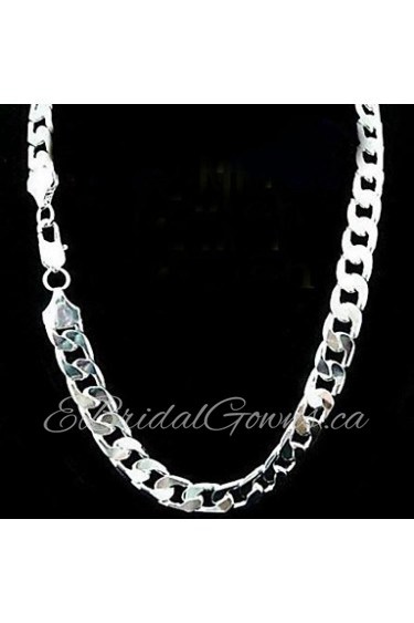 12mm 24 Inch No Empty Men's Silver Plated Necklace