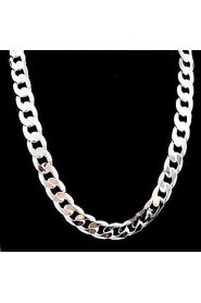 12mm 24 Inch No Empty Men's Silver Plated Necklace