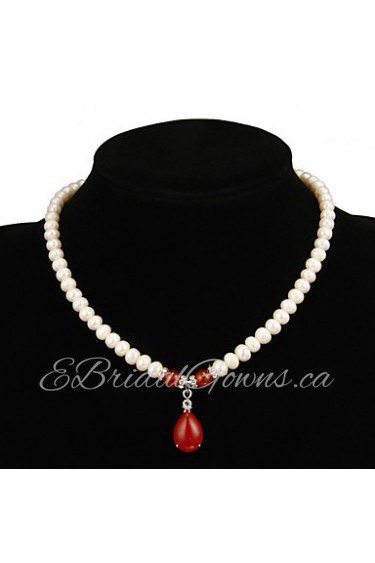 Women's Pearl Necklace Anniversary/Gift/Party/Special Occasion Ruby