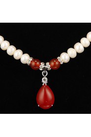 Women's Pearl Necklace Anniversary/Gift/Party/Special Occasion Ruby