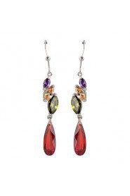 Brass With Cubic Zirconia Drop Earrings (More Colors)