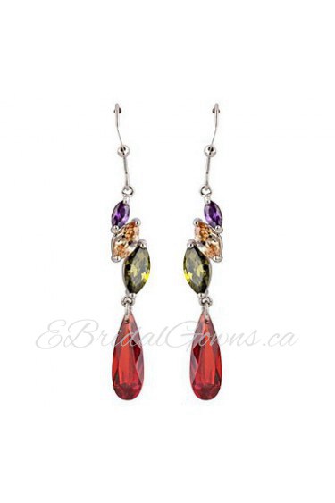 Brass With Cubic Zirconia Drop Earrings (More Colors)