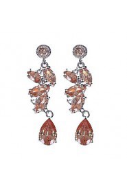 Brass With Cubic Zirconia Drop Earrings (More Colors)