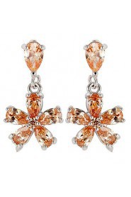 Brass With Cubic Zirconia Drop Earrings (More Colors)