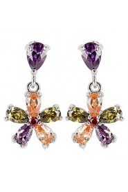 Brass With Cubic Zirconia Drop Earrings (More Colors)