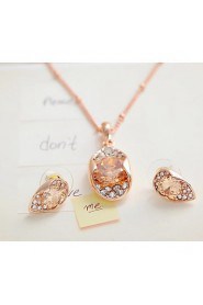 Korea Style Drop Shape Crystal Zircon Necklace Earring Jewelry Sets(Champagne)(1Sets)