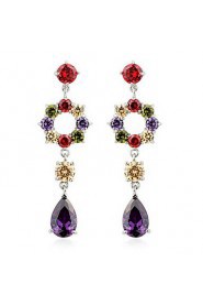 Brass With Cubic Zirconia Drop Earrings (More Colors)