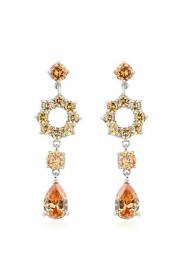 Brass With Cubic Zirconia Drop Earrings (More Colors)