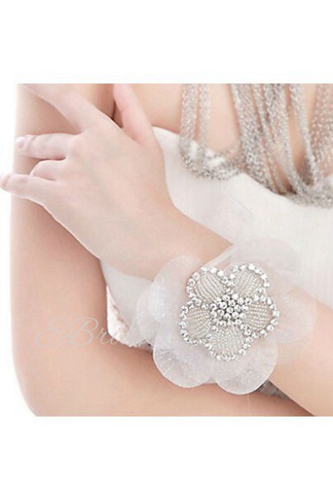 Bridal 's Rhinestone Lace Wedding Bracelet Wrist Flowers Chain 1 Piece