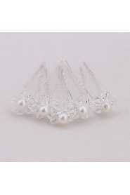 Women's Pearl Headpiece-Wedding / Special Occasion / Casual / Office & Career / Outdoor Hair Pin 6 Pieces Clear Round