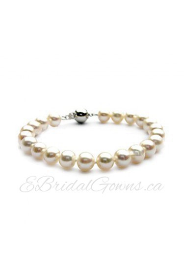 Exquisite Ladies' Pearl Strand Bracelet In Silver Alloy