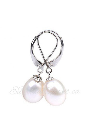 Fabulous Freshwater Pearl With 925 Silver Plated Earrings