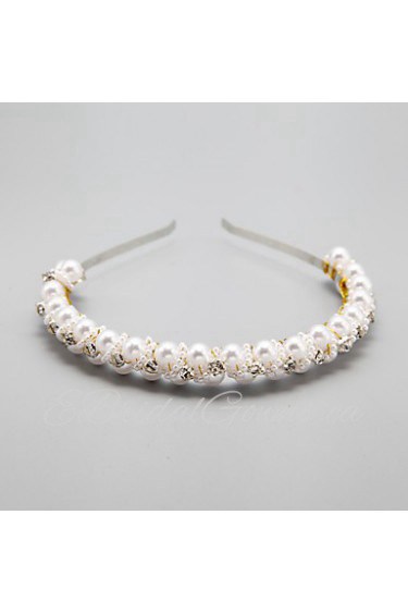 Women's / Flower Girl's Rhinestone / Alloy / Imitation Pearl Headpiece-Wedding / Special Occasion Headbands 1 Piece White Round