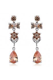 Brass With Cubic Zirconia Drop Earrings (More Colors)