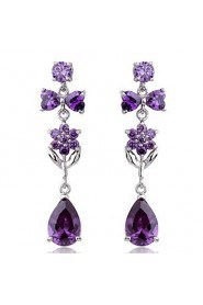 Brass With Cubic Zirconia Drop Earrings (More Colors)