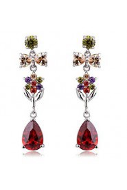 Brass With Cubic Zirconia Drop Earrings (More Colors)