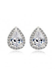 Vermeil Brass Plated With Cubic Zirconia Drops Earrings