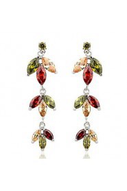 Brass With Cubic Zirconia Drop Earrings (More Colors)