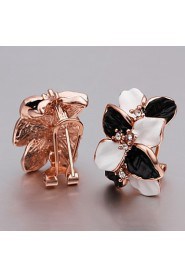 Fashion Flower Shape Tin Alloy Rose Gold Plated Zircon Jewelry Sets For Women's(Rose Gold)(1Set)