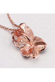 Fashion Flower Shape Tin Alloy Rose Gold Plated Zircon Jewelry Sets For Women's(Rose Gold)(1Set)