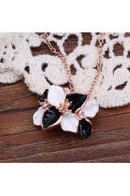 Fashion Flower Shape Tin Alloy Rose Gold Plated Zircon Jewelry Sets For Women's(Rose Gold)(1Set)