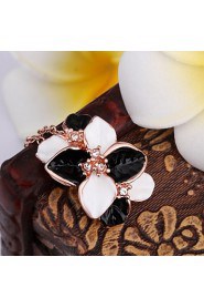 Fashion Flower Shape Tin Alloy Rose Gold Plated Zircon Jewelry Sets For Women's(Rose Gold)(1Set)