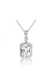 Princess CZ Pendant Necklace for Women