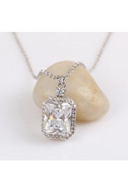 Princess CZ Pendant Necklace for Women