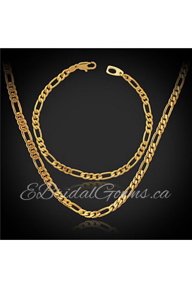 InStyle High Quality 18K Chunky Gold Filled Figaro Chain Necklace Bracelet for Men or Women