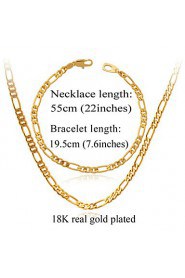 InStyle High Quality 18K Chunky Gold Filled Figaro Chain Necklace Bracelet for Men or Women