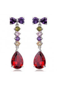 Brass With Cubic Zirconia Droping Earrings (More Colors)