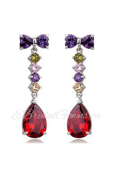 Brass With Cubic Zirconia Droping Earrings (More Colors)