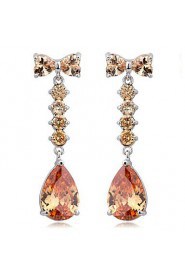 Brass With Cubic Zirconia Droping Earrings (More Colors)