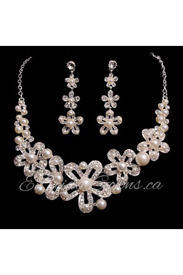 Ladies'/Women's Alloy Wedding/Party Jewelry Set With Rhinestone