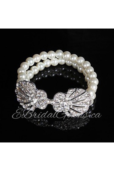 Women's Chain / Strand / Round Bangles Bracelet Imitation Pearl / Alloy Imitation Pearl / Rhinestone