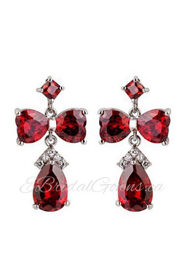 Brass With Cubic Zirconia Drop Earrings(More Colors)