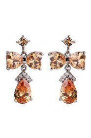 Brass With Cubic Zirconia Drop Earrings(More Colors)