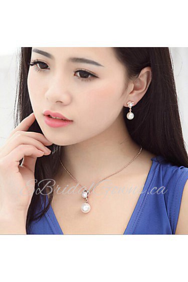 Luxurious Pearl Necklace Earrings dinner dress accessories set