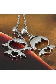 Couples' Silver Boy and Girl Cute Pendant Necklace (2pcs)