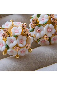 Korean Polymer Clay With Rhinestone Flower Style Earring H0255HD