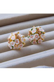 Korean Polymer Clay With Rhinestone Flower Style Earring H0255HD